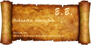 Bohunka Benedek névjegykártya